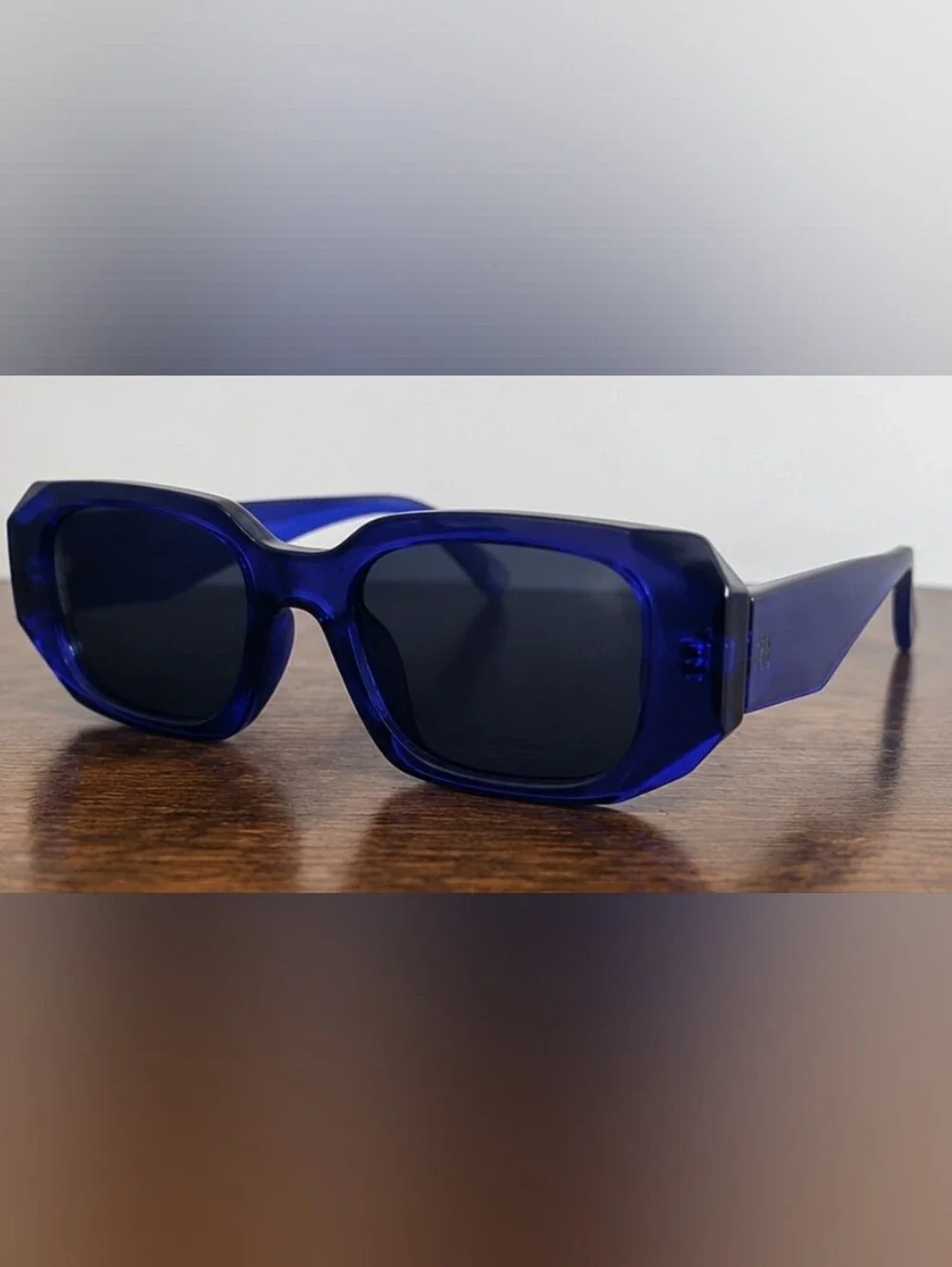 Blue Oversized Geometric Sunglasses – Statement Fashion Eyewear